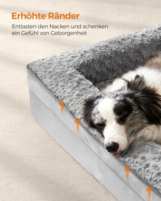 Cama ortopédica para cães com capa de pelúcia 106 x 81 x 18 cm (C x L x A) cinzenta