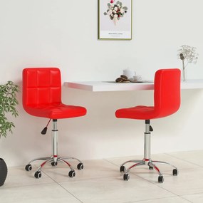 vidaXL Cadeiras de jantar giratórias 2 pcs couro artificial vermelho