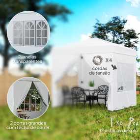 Tenda Dobrável Pop-Up Tenda 248x248x270 cm com 4 Paredes Laterais Anti