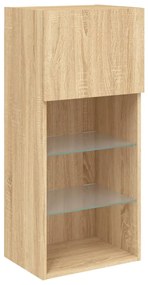 Móvel de TV com luzes LED 40,5x30x90 cm carvalho sonoma