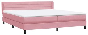 Cama com molas colchão 200x210 cm veludo rosa