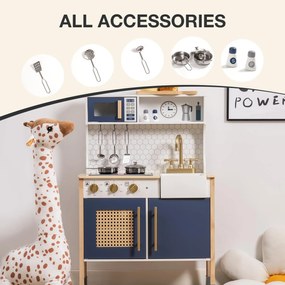 Cozinha de Brincar Infantil de Madeira Estilo 92 x 60 x 30 cm Vintage Azul