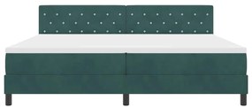Cama Box com Colchão &amp; LED Verde Escuro 200x200 cm Veludo