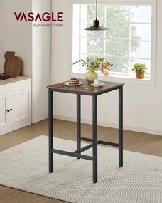 Mesa de bar com estrutura alta em aço 60 x 60 x 106 cm castanho vintage-preto