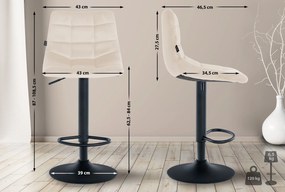 Conjunto de 2 bancos de bar Jerry em veludo com estrutura preta 87-108,5 x 43 x 46,5 cm Creme