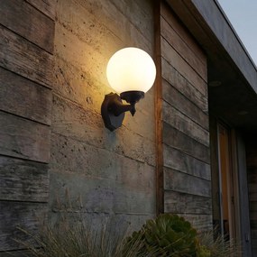 Candeeiro de Parede Exterior Clássico Preto com Vidro Opal IP44 - Champs