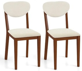 Conjunto de 2 cadeiras de jantar de madeira, cadeira de cozinha moderna estofada - bege