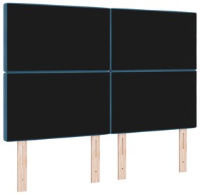 Cabeceira com Botão de Cristal Azul Escura 160 cm Veludo