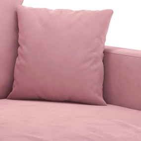 3 pcs conjunto de sofás com almofadões veludo rosa