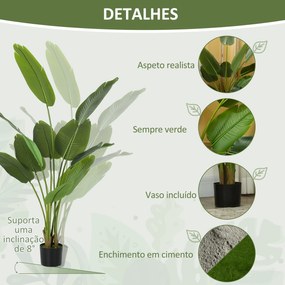 Planta Artificial Decorativa 160 cm Bananeira Artificial com Vaso e Folhas para Interior Casa Sala de Estar Escritório Verde