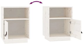 Mesa de cabeceira 40x34x55 cm madeira de pinho maciça branco