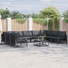 vidaXL Conjunto de Sofá de Jardim 9 pcs Antracite Aço