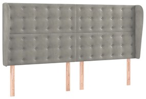 Cama box spring c/ colchão/LED 180x200 cm veludo cinzento-claro