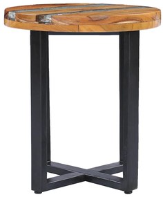 Mesa de centro 40x45 cm madeira de teca maciça e poliresina
