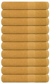 vidaXL Toalhas 10 pcs 100x200 cm 360 gsm 100% algodão ouro