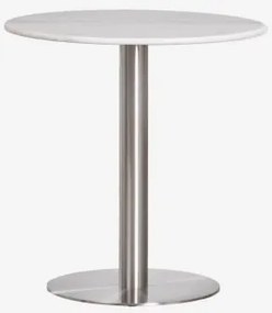 Mesa De Bar Redonda Em Pedra Natural Xiren Ø100 Cm & Mármore Branco Guangxi & Cinzento Escovado - Sklum