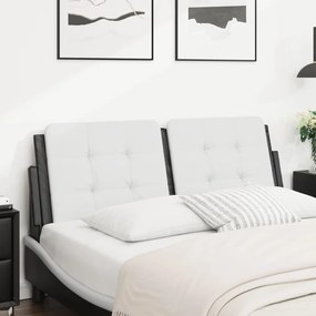 vidaXL Almofadão de cabeceira 140 cm couro artificial branco e preto