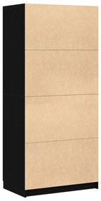 Guarda-roupas Preto Carvalho 80x51x180 cm Madeira de engenharia
