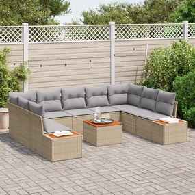 Conjunto de Sofá de Jardim vidaXL de 6 Peças com Almofadas Bege Poli R