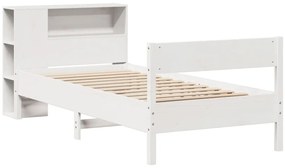Cama com estante sem colchão 100x200 cm pinho maciço branco