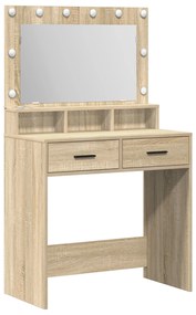 Mesa de Maquiagem vidaXL com Luzes LED Carvalho Sonoma 79x41x135 cm