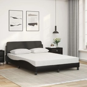 Cama com colchão 140x190 cm couro artificial preto