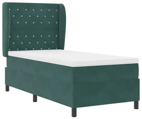 Cama Box com Colchão Verde Escuro - 90x200 cm em Veludo