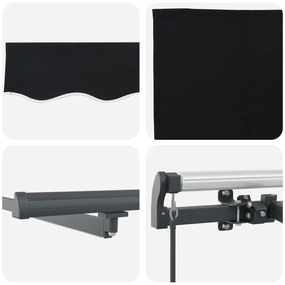 Toldo Retrátil Manual com LED Preto 600x350 cm