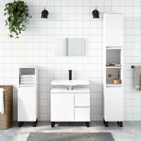 vidaXL 3 pcs conjunto móveis casa de banho derivados de madeira branco