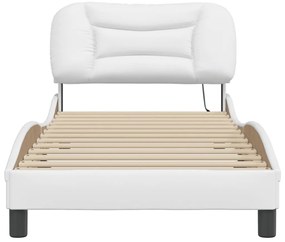 Estrutura de cama c/ luzes LED 80x200cm couro artificial branco