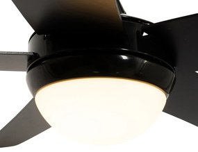 Ventilador de teto inteligente preto com LED e comando remoto - Cool Moderno