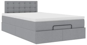 Cama otomana com colchão 120x190 cm tecido cinzento claro