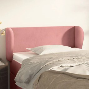 Cabeceira de cama c/ abas veludo 103x23x78/88 cm rosa