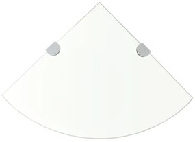 vidaXL Prateleiras canto 2 pcs suportes cromados 25x25cm vidro transp.