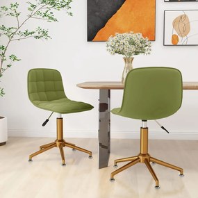vidaXL Cadeiras de jantar giratórias 2 pcs veludo verde-claro