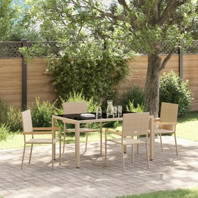 Conjunto de Jantar de Jardim vidaXL 5 Peças Bege em Rattan
