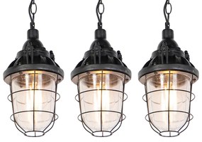 Conjunto de 3 Pendentes Industriais Pretos - Cabin Industrial