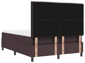 Cama Box Spring com Colchão &amp; Banco Castanho 140x200 cm Tecido