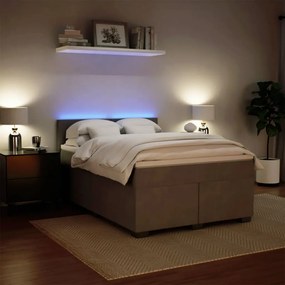 Cama com molas/colchão 160x200 cm veludo cinzento-claro