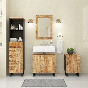 4 pcs conj. móveis p/ casa de banho madeira de mangueira maciça