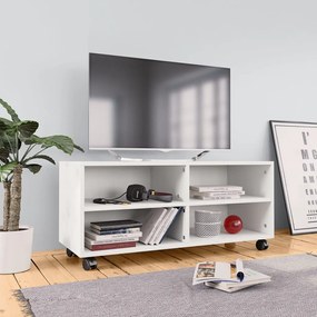 Móvel de TV com rodas 90x35x35 cm contraplacado branco