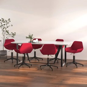 vidaXL Cadeiras de jantar giratórias 6 pcs veludo vermelho tinto