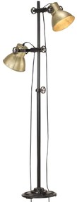 Candeeiro de pé com 2 abajures E27 ferro fundido bronze