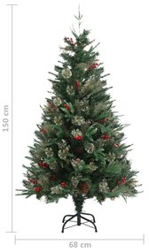 Árvore de Natal com pinhas 150 cm PCV e PE verde