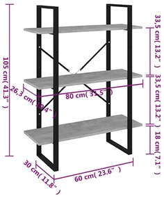Estante 80x30x105 cm derivados de madeira cinzento cimento