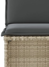 3 pcs conjunto bistrô com almofadões vime PE cinzento claro