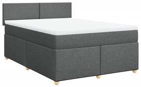 Cama com molas/colchão 160x200 cm tecido cinzento-escuro