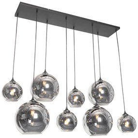 LED Candeeiro de suspensão inteligente preto com vidro fumê incl. 8 Wifi G95 - Sandra Art Deco