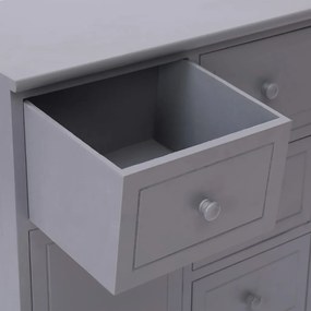 Aparador com 10 gavetas 113x30x79 cm madeira cinzento