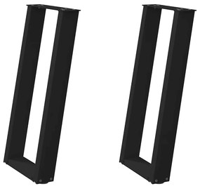 Pernas mesa console 2 pcs forma de U 38x(72-73) cm aço preto